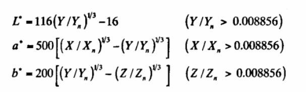L和色品坐標(biāo)a、b的計(jì)算公式